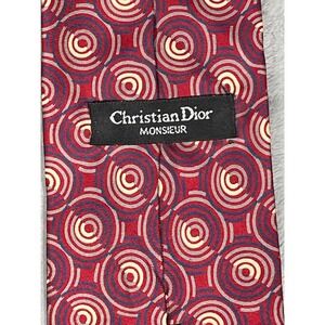 Christian Dior Monsieur Silk Tie Red Blue Geometric Spiral Concentric Circle USA